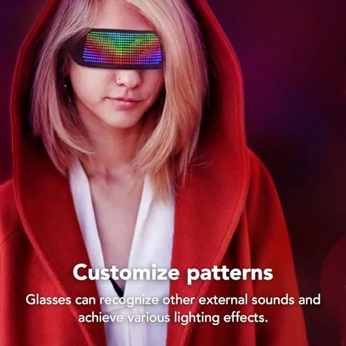 LED Light Up Glasses - Bluetooth Programmable 432 RGB Pixels APP Controlled