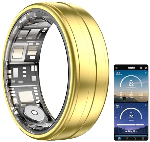 2025 Upgraded Smart Ring - Size #10 Aluminum-Gold IP68 Waterproof