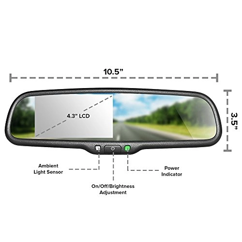 Rear View Mirror - 4.3" LCD + Backup Camera - 170°