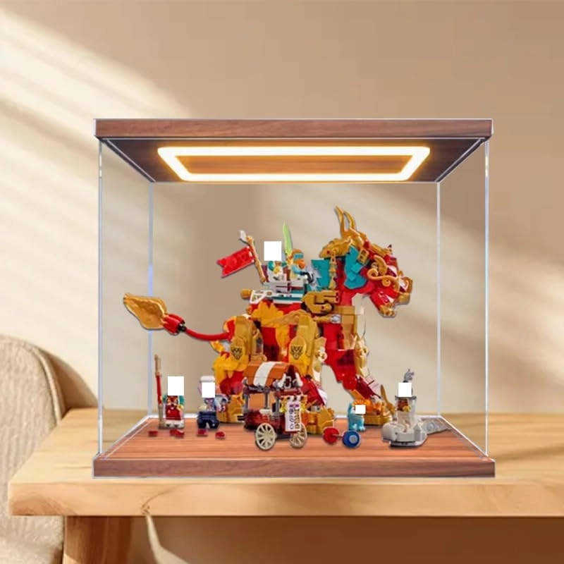 Clear Acrylic Display Case (80066) - Walnut Bottom+Top Light