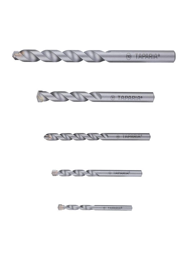 Parallel Masonary Drill Bit Set - 5 Pc 4Mm 5Mm 6Mm 8Mm 10Mm