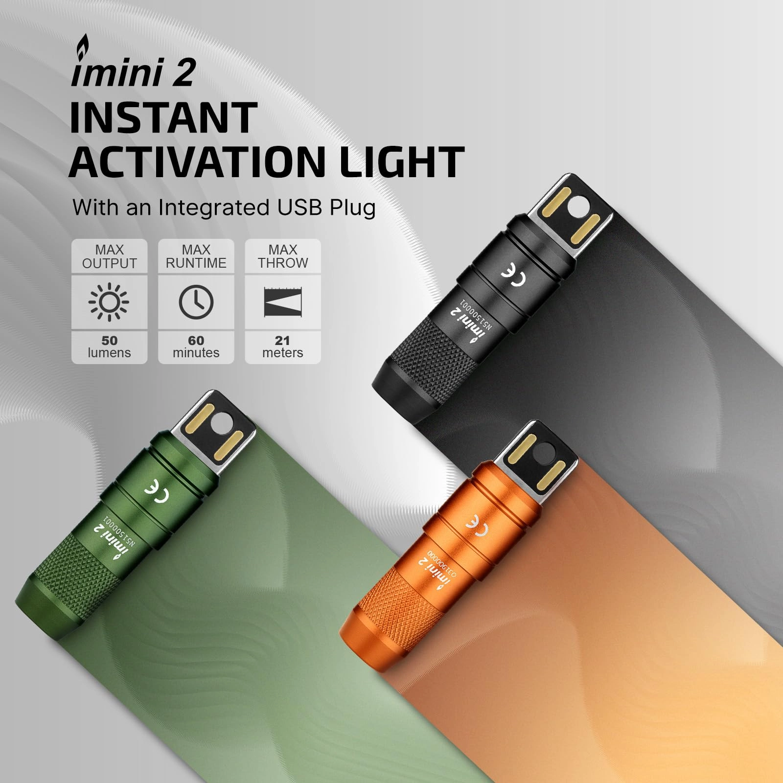 IMINI 2 Keychain Flashlight Rechargeable (50lm)