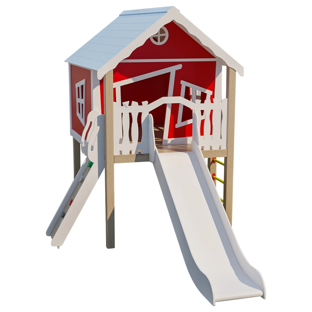Playhouse - Platform Wall Ramp Slide Swing