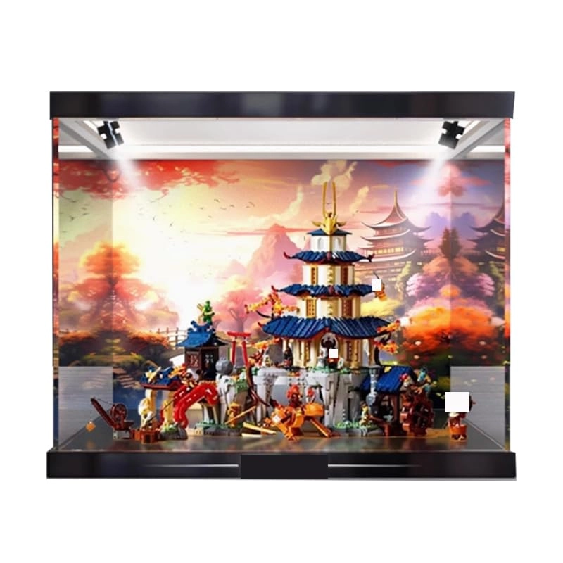 Clear Acrylic Display Case - 55x50x25cm Wood Bottom+top Light