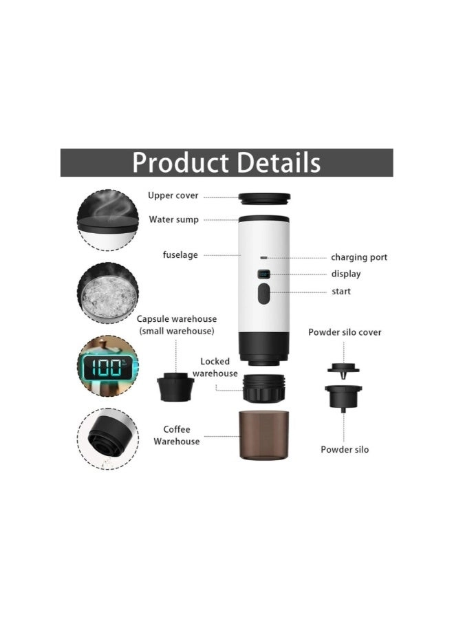 Portable Electric Espresso - Digital Display USB Rechargeable Cup Carry Bag