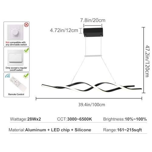 Modern Chandelier - 3000K-6000K Dimmable