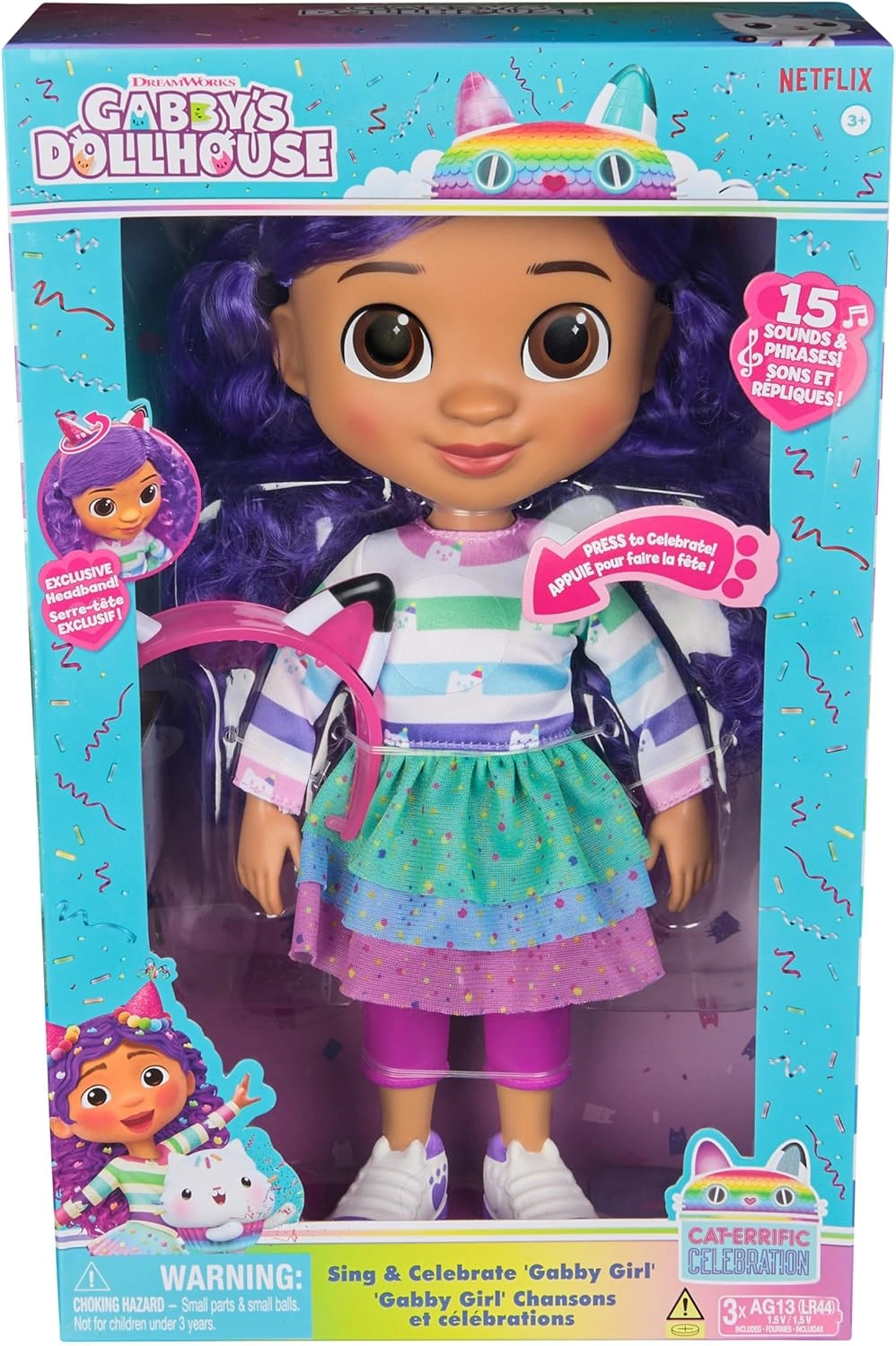 GABBY GIRL DOLL - 33cm Sound Effects Reversible Cat Ears Ages 3+