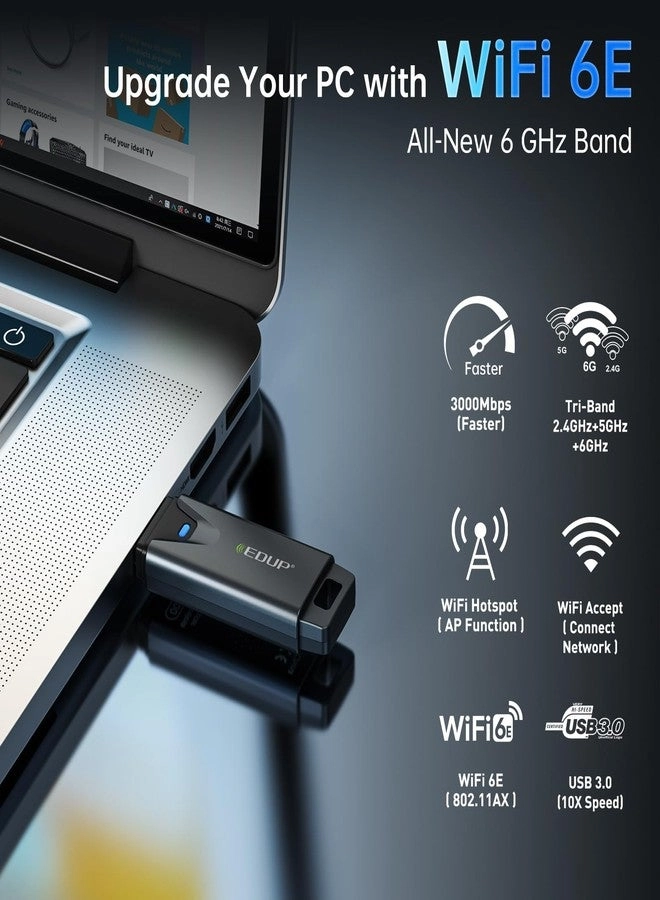 AX3000M - 6GHz/5GHz/2.4GHz USB 3.0 WiFi