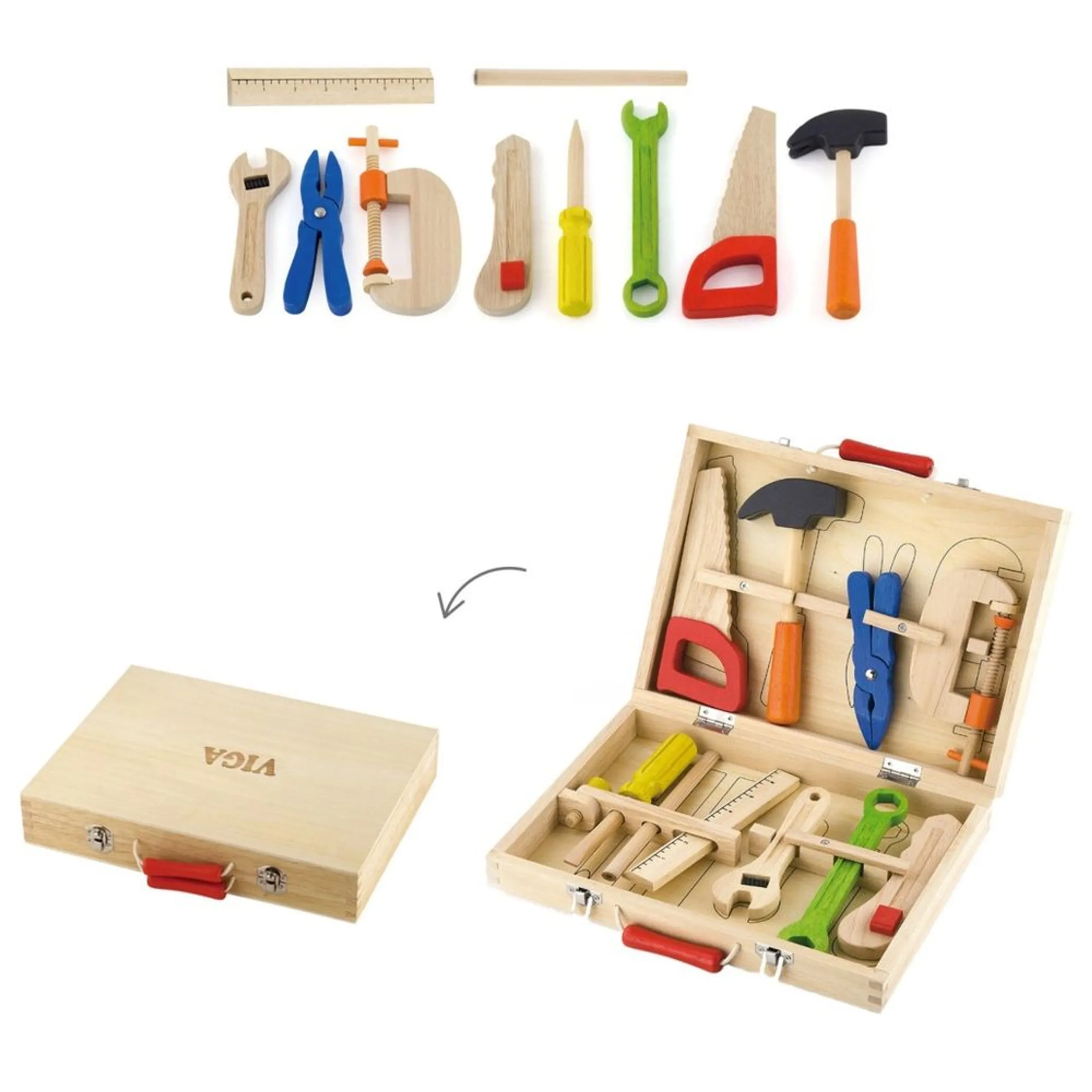 VIGA Tool Box - Suitable for 2 years to 6 years 10 pieces