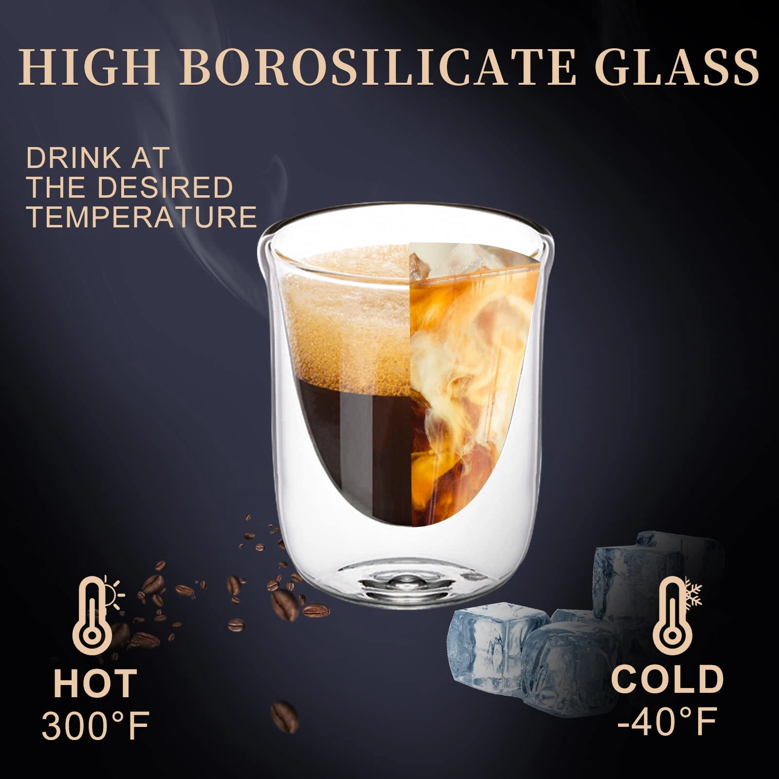 Espresso Cup - 2 pcs Double Walled 80 ml