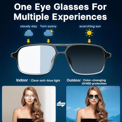 Smart Bluetooth Glasses - Auto-adjusting Lenses Bluetooth 5.3 UV400