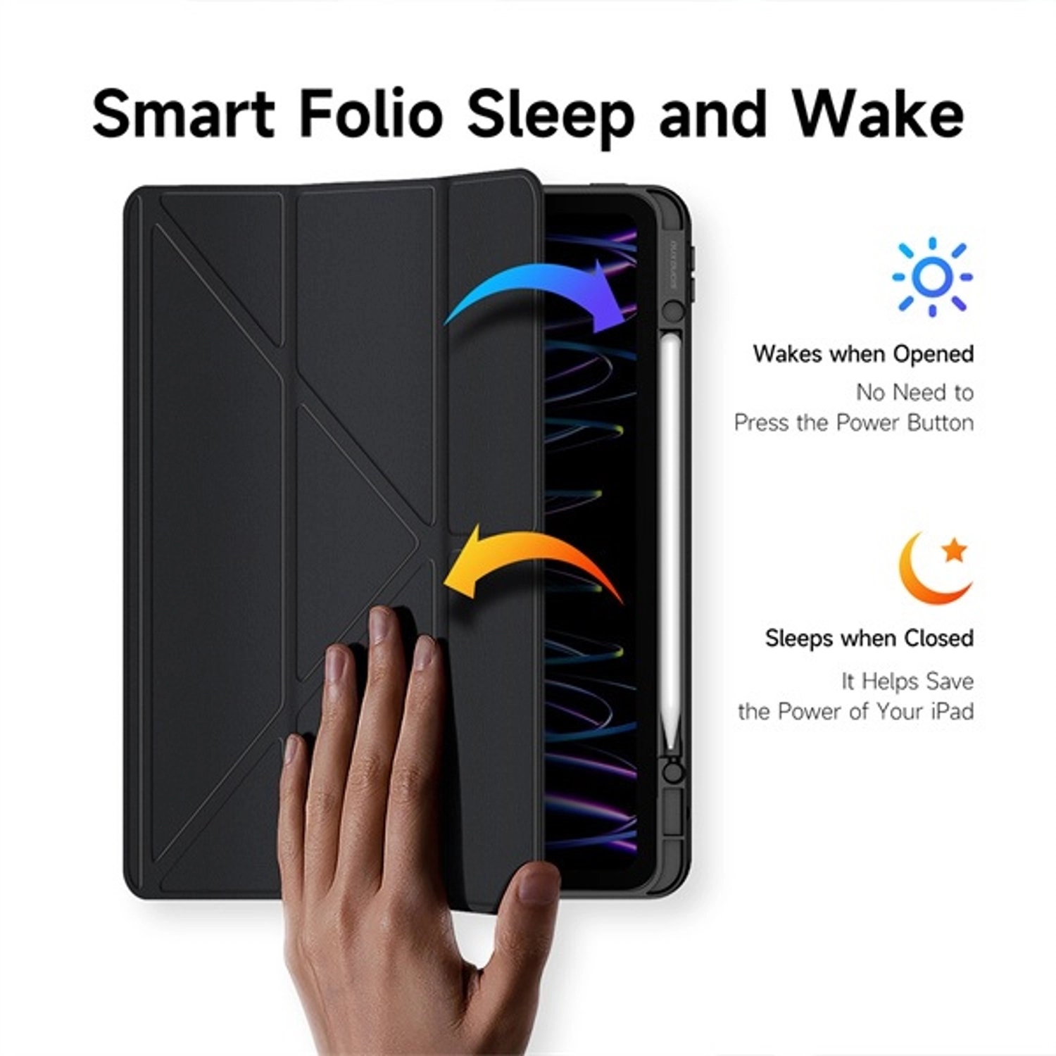 Smart Folio Case with Pencil Slot for iPad Pro 12.9-inch (2018, 2020, 2021, 2022)