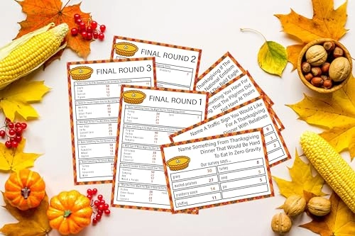 Thanksgiving Friendly Feud Game - 15 years and up 12 Question Cards and 3 Quick Fire Final Rounds Cards (02)