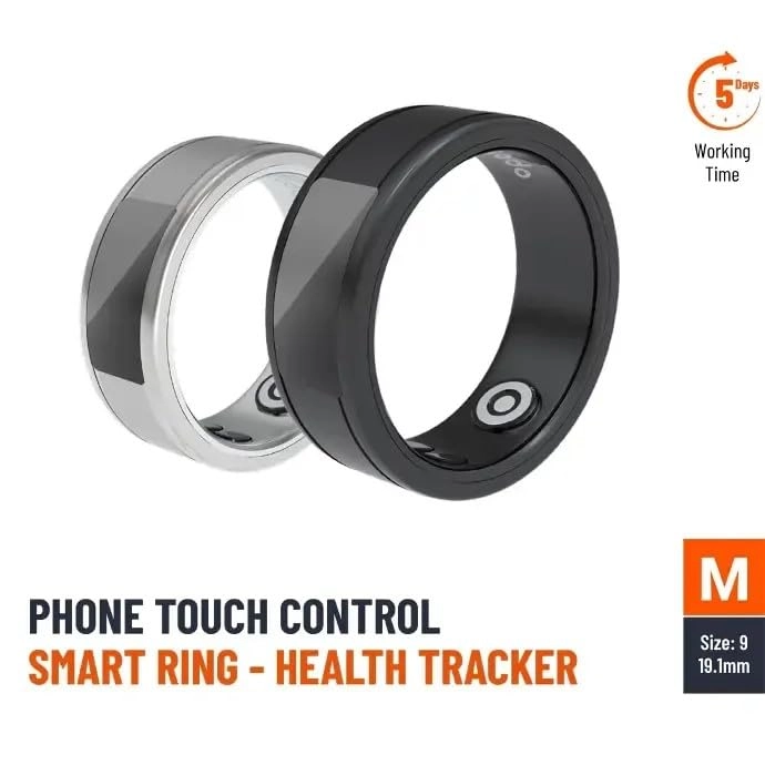 Phone Touch Control Smart Ring-Health Tracker - Heart Rate Temperature 5 Days Working Time