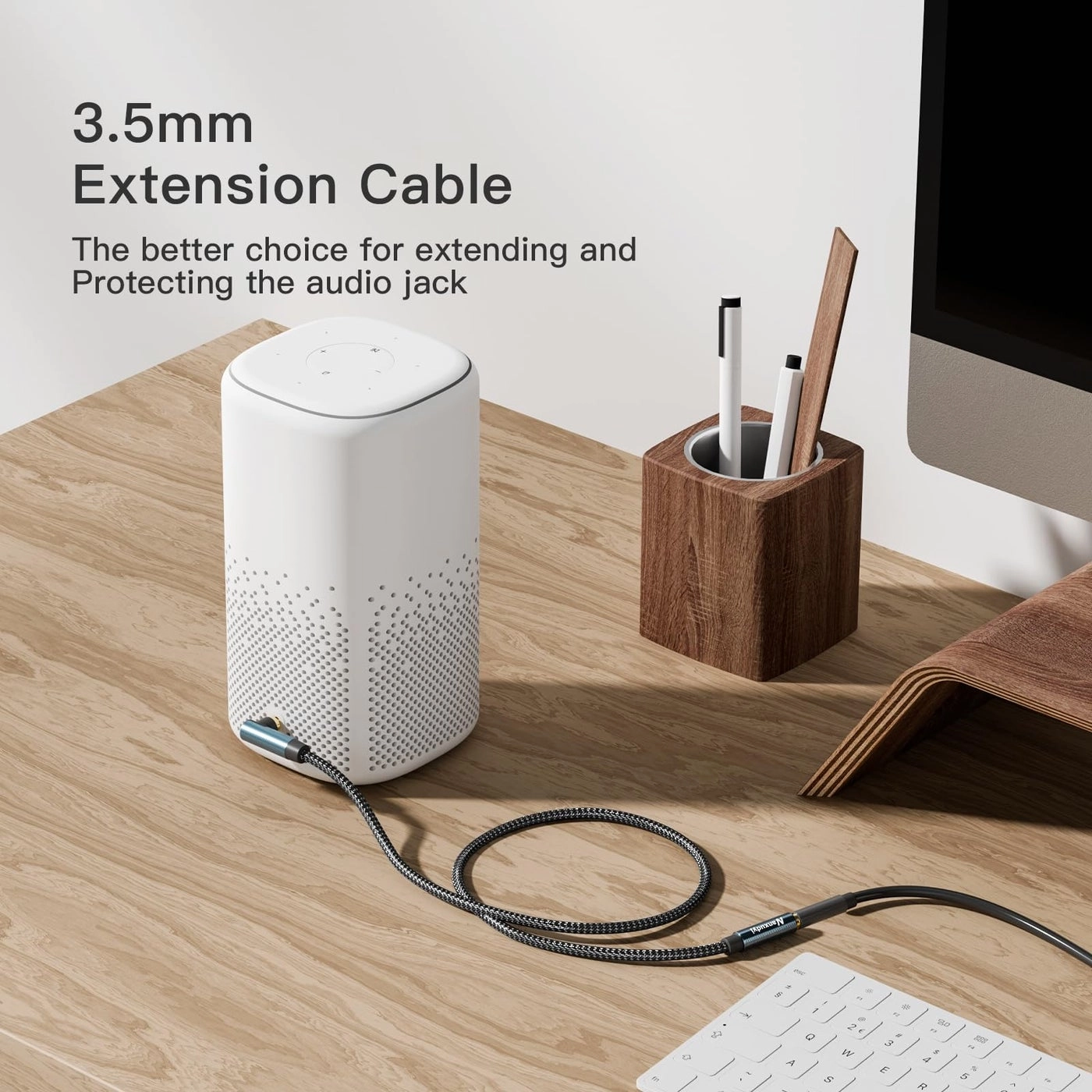 3.5mm Headphone Extension Cable for Smartphones, Tablets, Media Players - 6FT Right Angle Male to Female