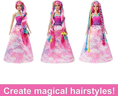 Barbie Dreamtopia Fantasy Braid Twist N Style Rainbow Hair Doll Playset - Twisting Tool Styling Accessories Ages 3+