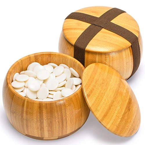 Go Game Set - Bamboo Go Board Double Convex Melamine Stones Bamboo Bowls