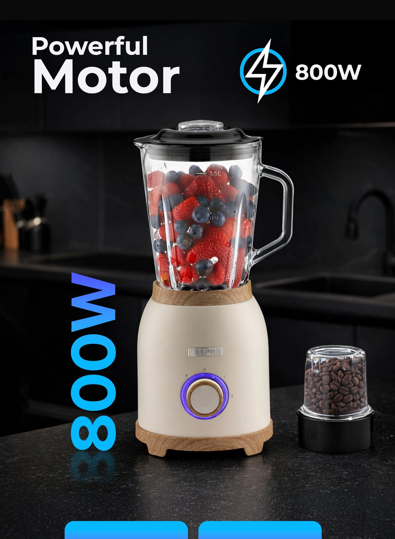2-in-1 Electric Blender & Grinder - 800W