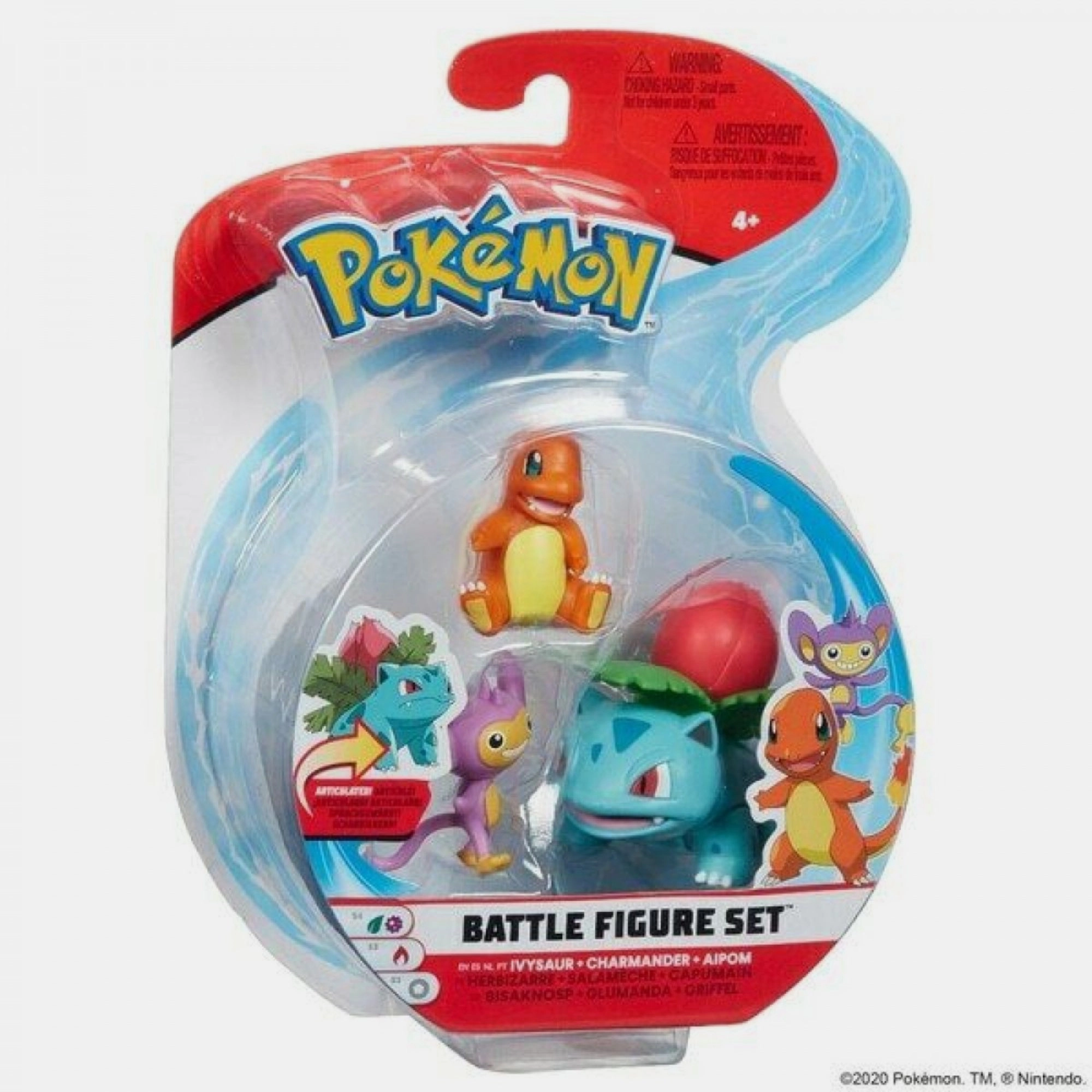 Jazwares Ivysaur + Charmander + Aipom - Pokemon