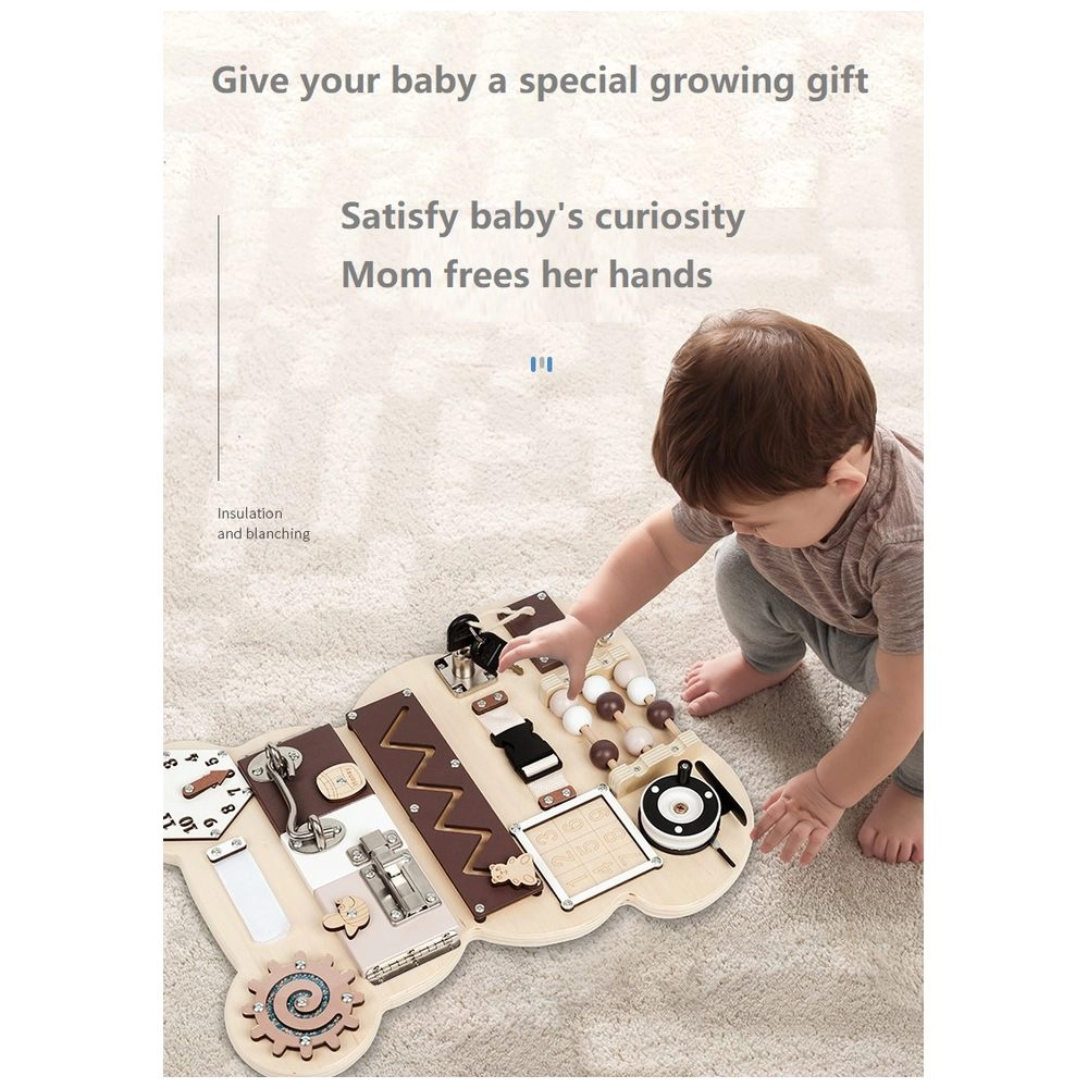 Kids Wooden Activity Busy Board - Suitable for 12 months & above