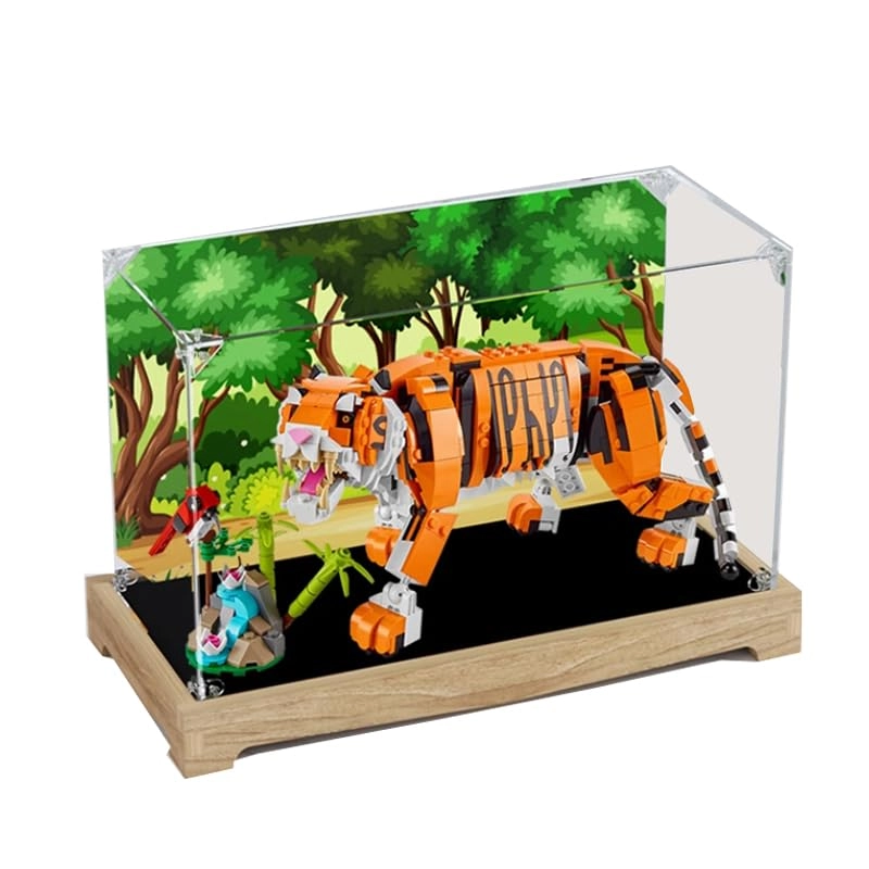 HCAEIOFJ Display Case (31129) - 14.56x6.29x8.66in Acrylic Wood Bottom+background