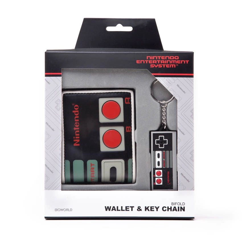 Nintendo Classic Controller Wallet - bi fold + Keychain - NES controller rubber Keyring
