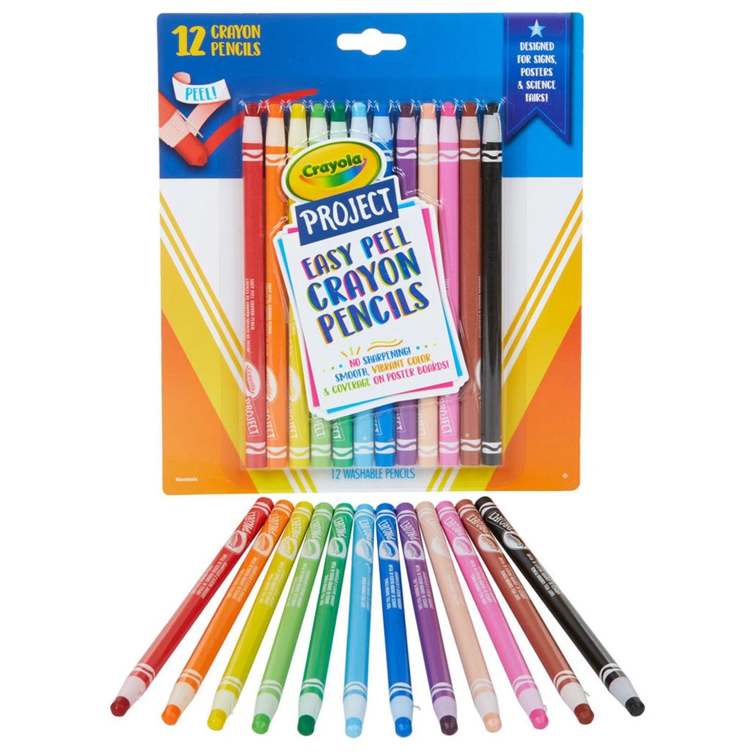 Easy Peel Crayon Pencils - 12pcs
