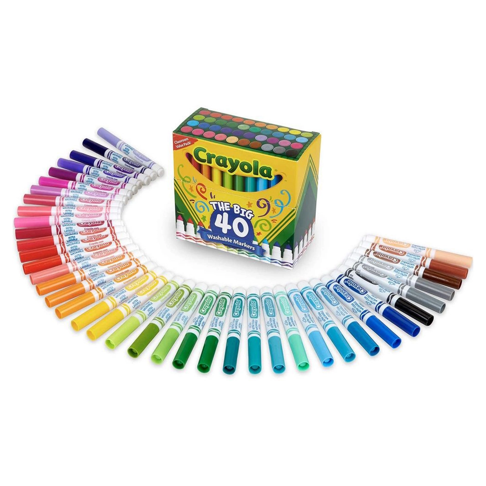 Crayola Ultra-Clean Washable Markers - 40 Ct Assorted Broad Line