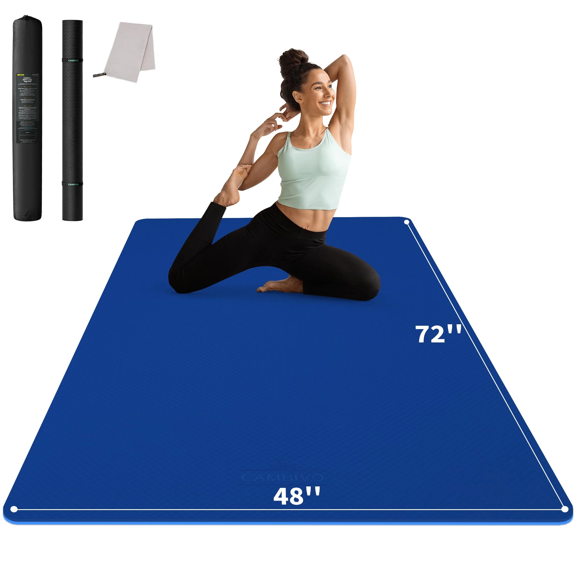 cambivo Large Yoga Mat - Thermoplastic Elastomers 0.24"Th