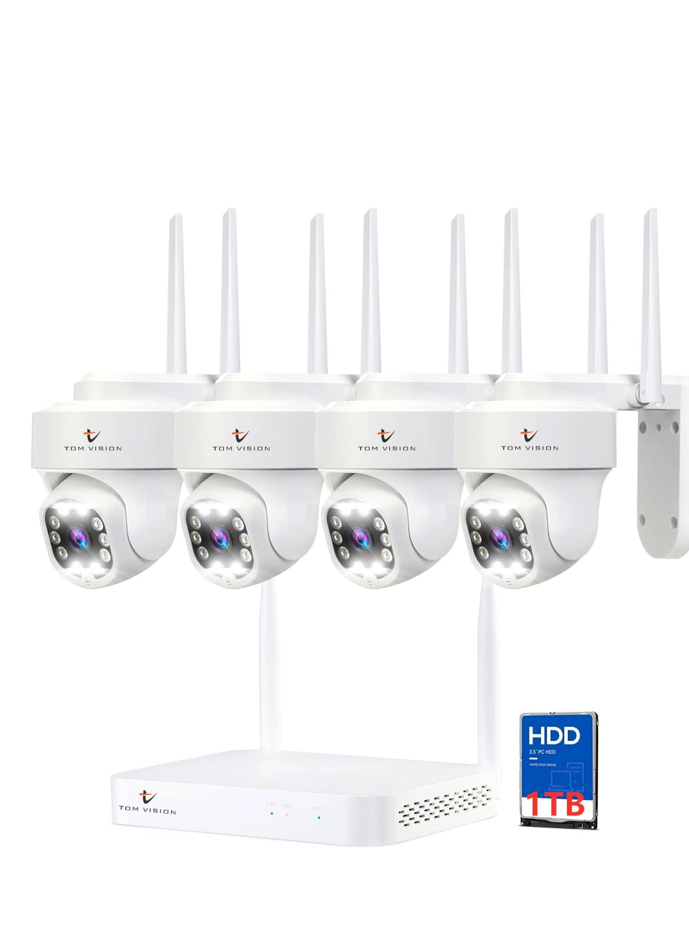 TOMVISION Wireless Security PTZ Camera System - 4pcs 10 Channel 5MP