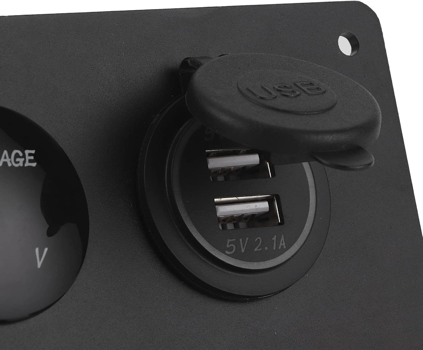 Rocker Switch Panel - 4 Gang Dual USB 12V Voltmeter