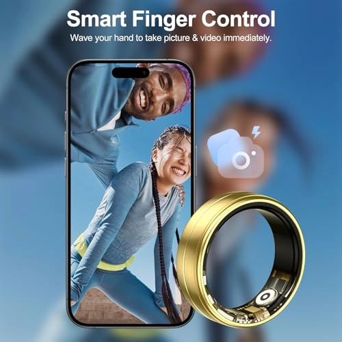 2025 Upgraded Smart Ring - Size #10 Aluminum-Gold IP68 Waterproof