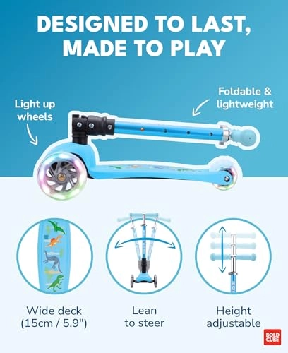 Teeny Fold 3-Wheel Kick Scooter – LED Foldable