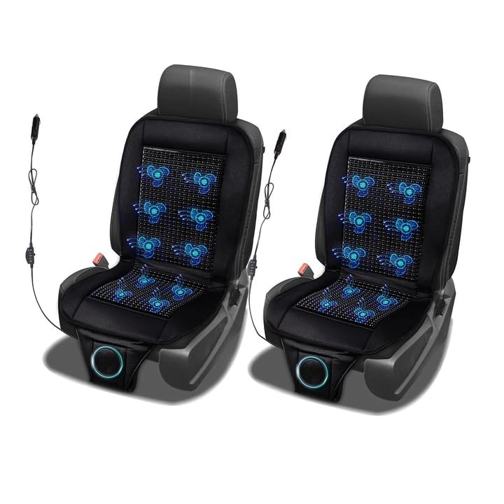 ZONETECH Beaded Cooling Car Seat Cover - Wooden Beads 12V Massage