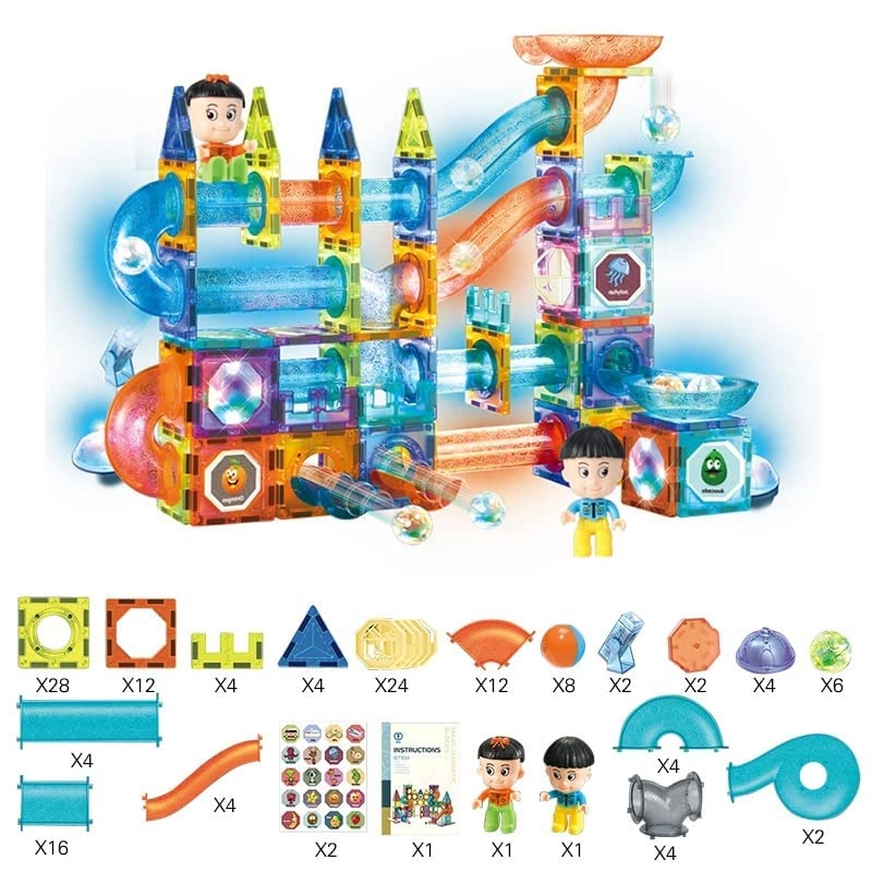 Light Magnetic Tiles - 3 years and up 142 pieces