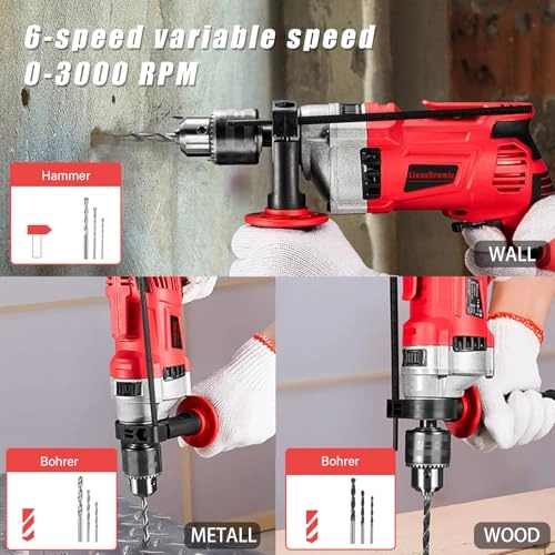 Hammer Drill - 910W 0-3000RPM 38 Accessories