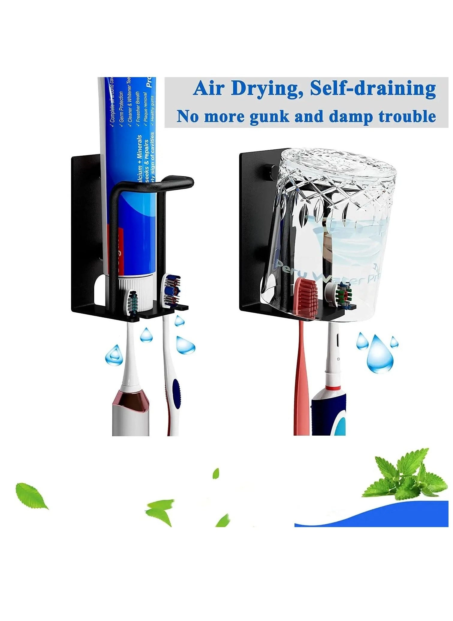 Wall Mount Toothbrush Holder - 3 Slots Wallmount / Countertop