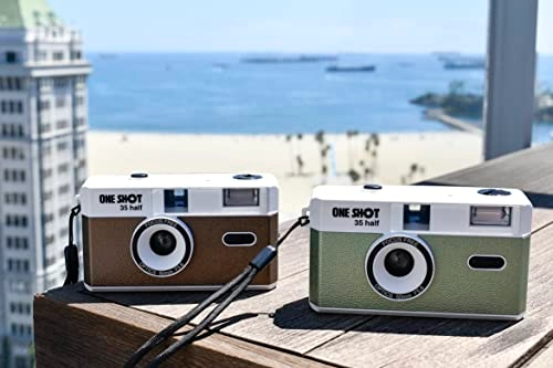 Half-Frame Reusable 35mm Film Camera - Built In Flash 50mm lens