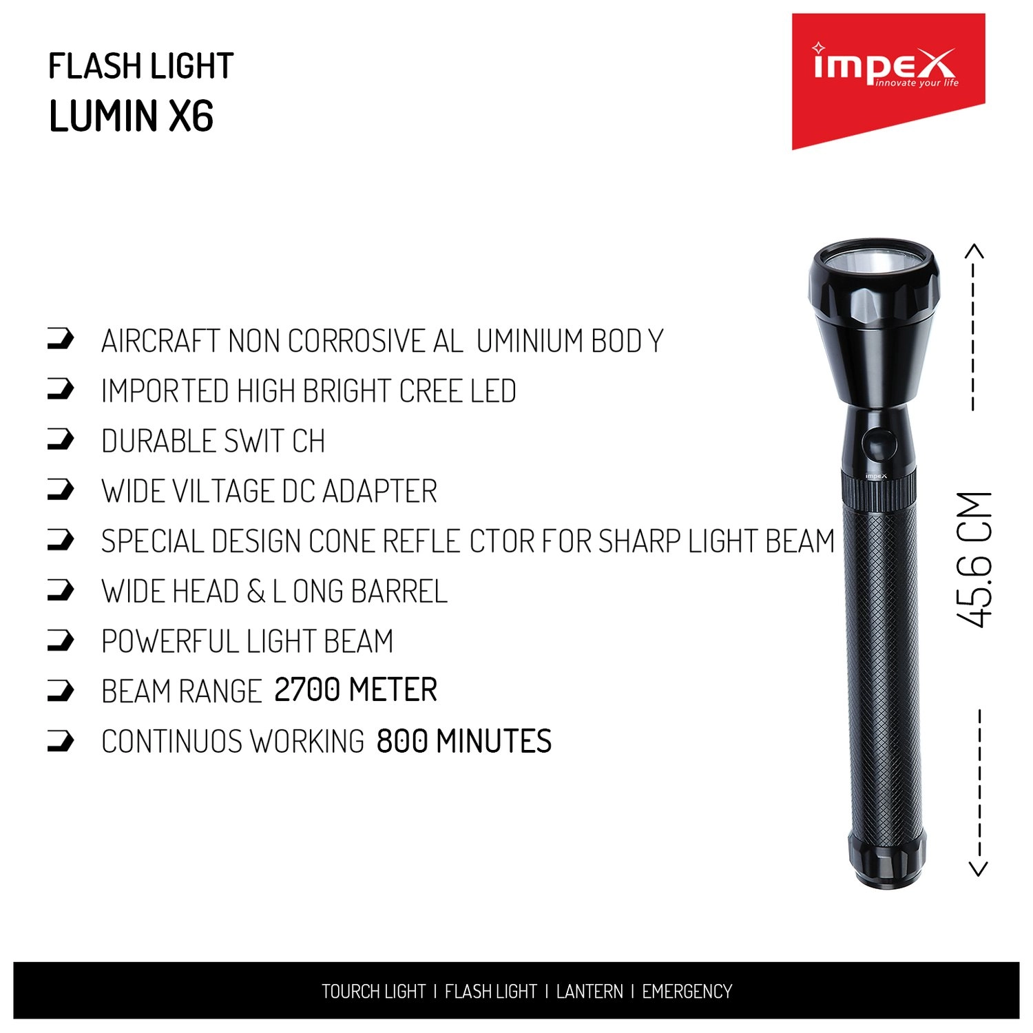 LUMIN X6 Flashlight - 3W 4800mAh