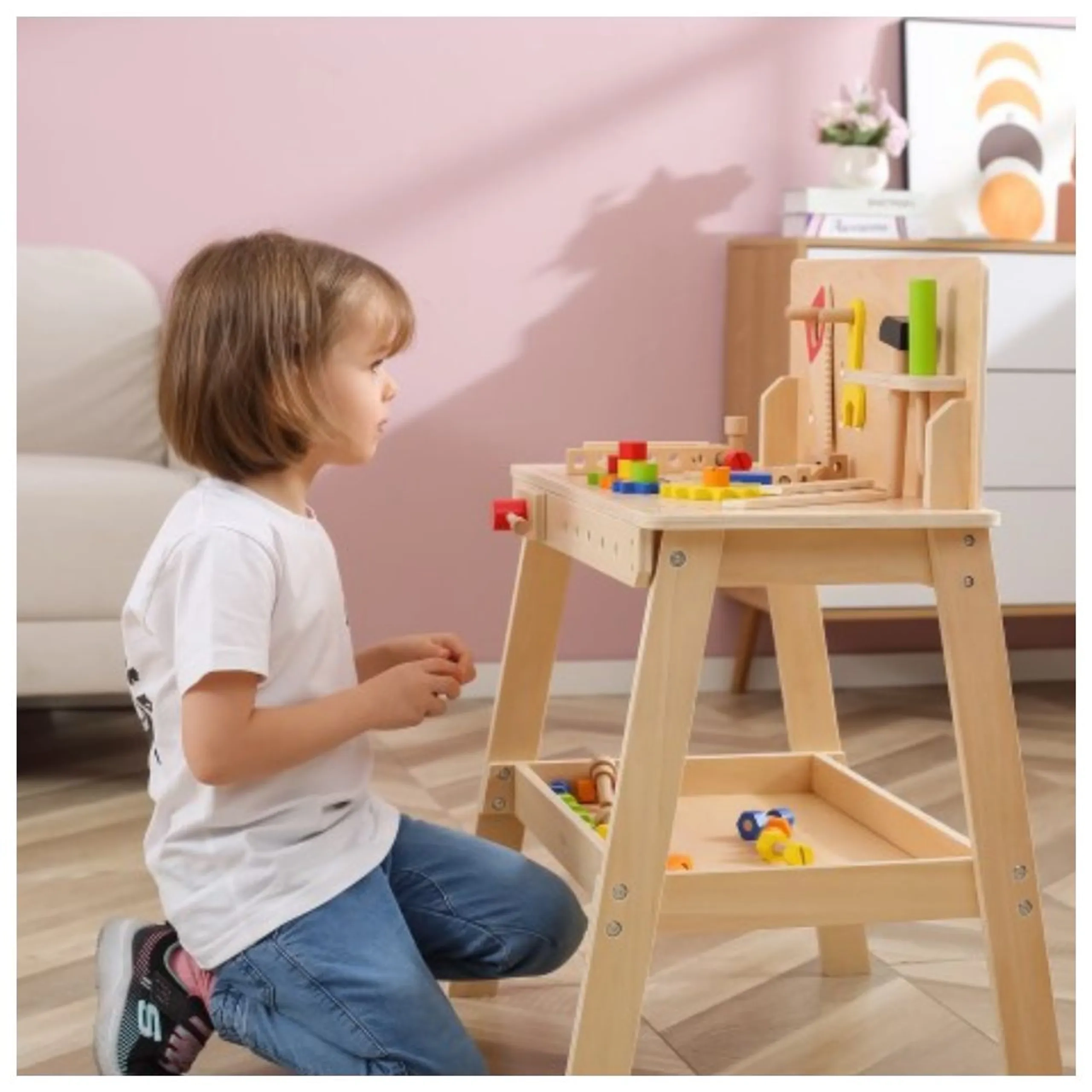 Wooden Tool Bench With Accessories Pretend Playset (29464294-44589)