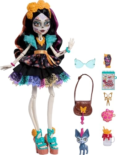 Skelita Calaveras Doll - Papel Picado Dress Dog Candelita Ages 4+
