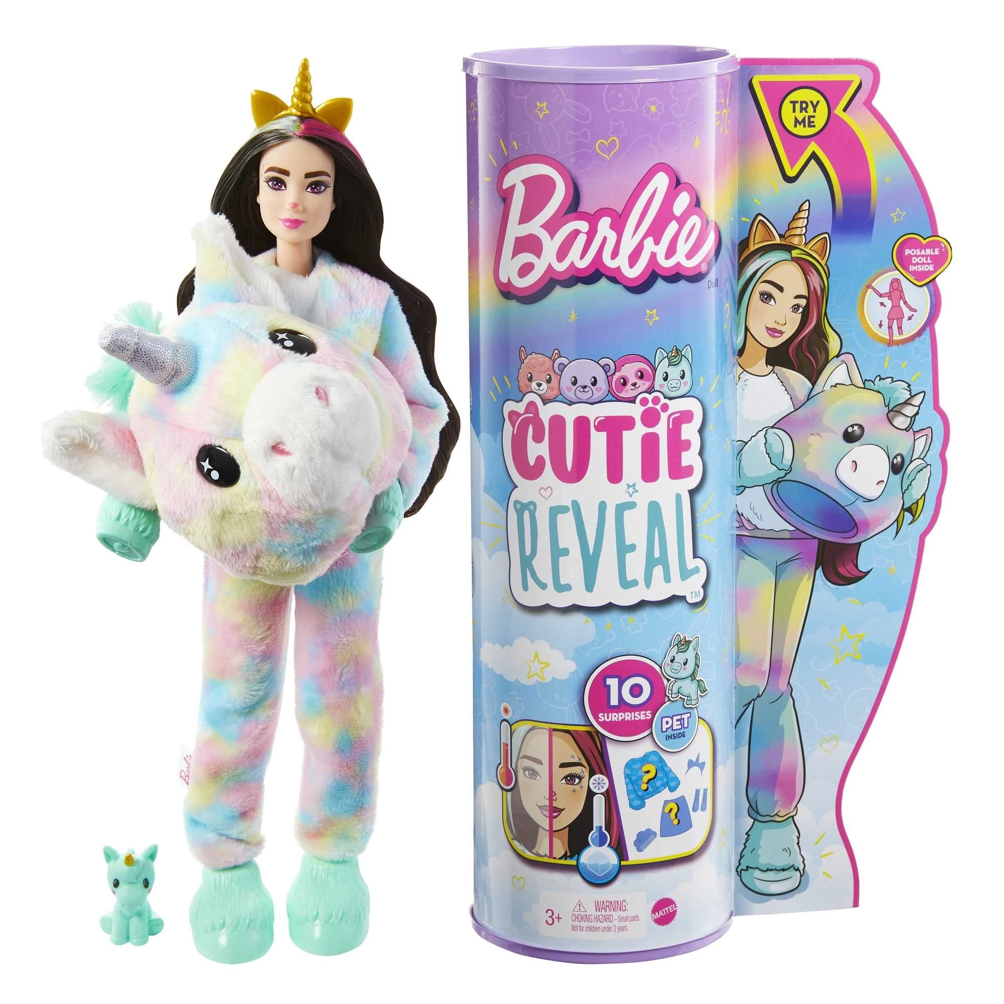 Barbie Cutie Reveal Fantasy Series Doll - Unicorn Plush Costume 10 Surprises Ages 3+
