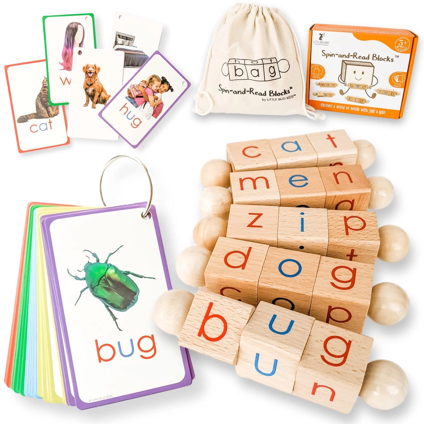 Spin-and-Read Montessori Phonetic Reading Blocks - 3 Years + 5 pieces
