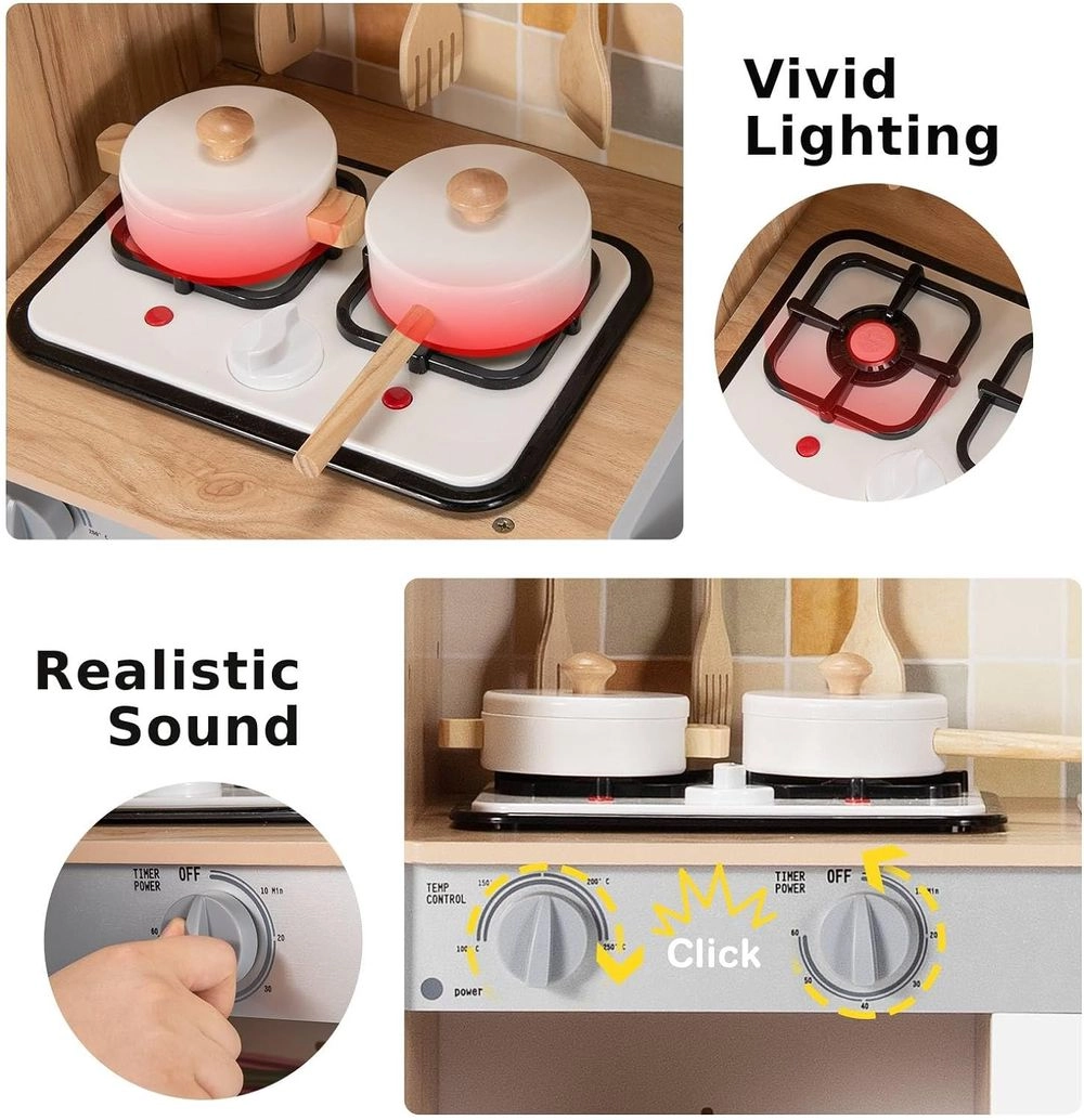 Kids Wooden Kitchen Pretend Playset (5551007-W08308)