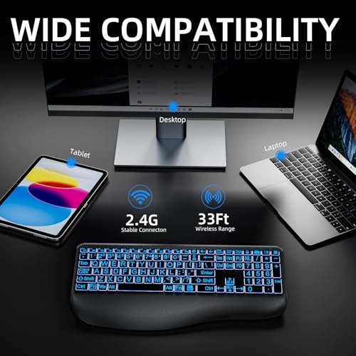 Large Print Backlit Wireless Keyboard - Wireless