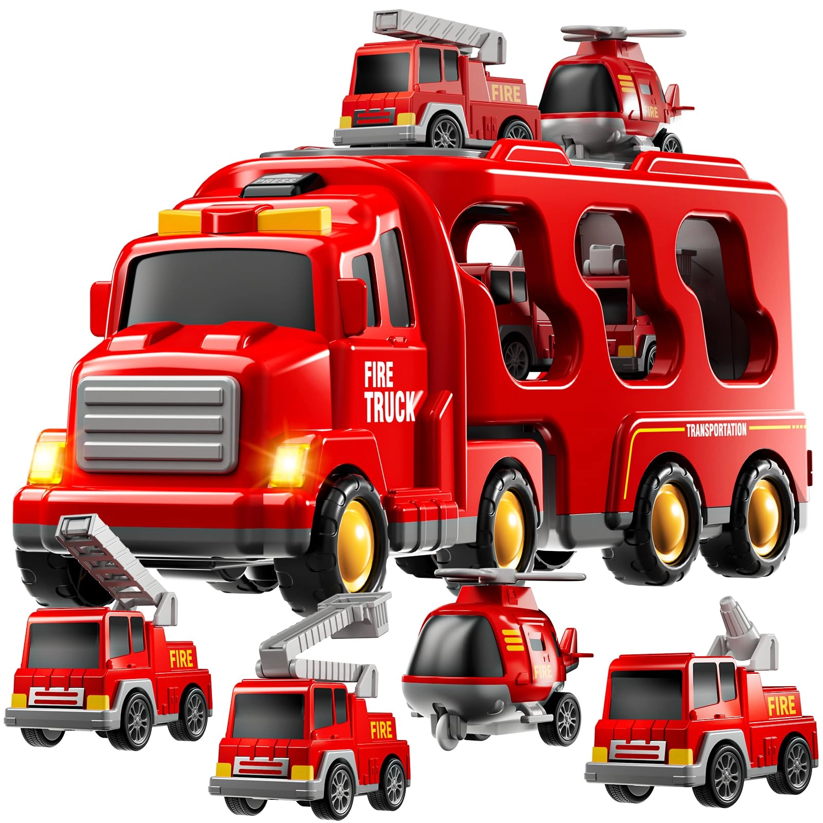 KIZONLY 7 in 1 Fire Truck - 1:18 5pcs
