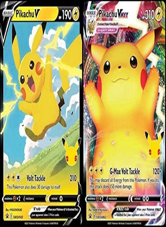 Pokémon Pikachu V SWSH062 + Pikachu Vmax SWSH143 - Celebrations Black Star Promo