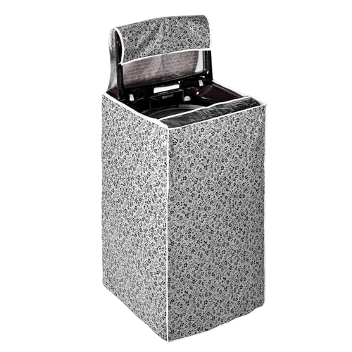 Top Load Washing Machine Cover - Compatible for LG 7.2 Kg 7.5 Kg 55cms X 55cms X 85cms Black & Grey