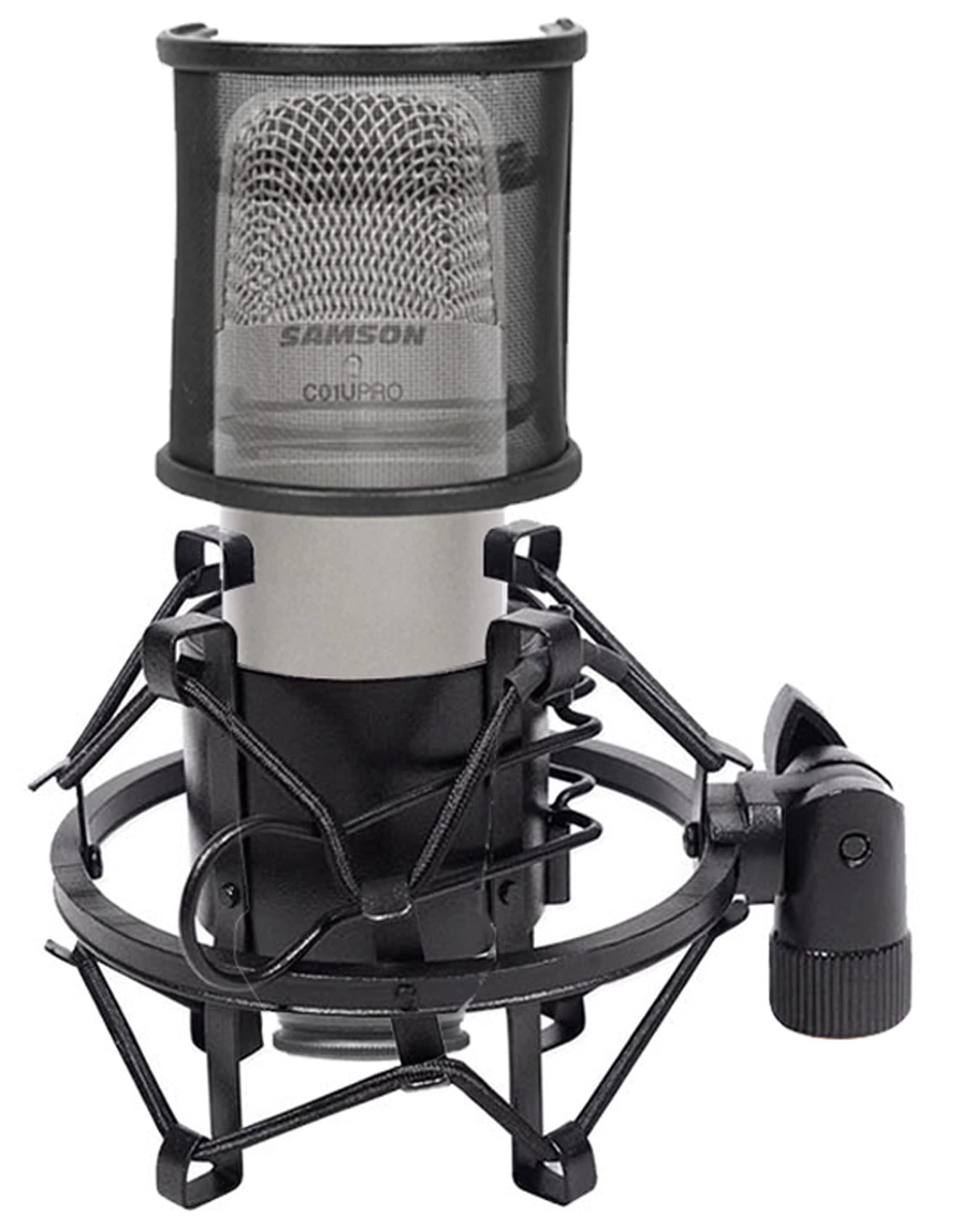 Samson C01U Pro - USB+XLR Microphone Large Diaphragm + RockPop Curve - Wired Microphone + RockShock - Wired Microphone