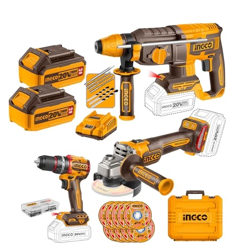 Impact Drill - 4.0Ah + Angle Grinder + Rotary Hammer